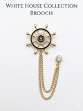 White House Collection | Royal Ship Wheel Brooch with Hanging Chain