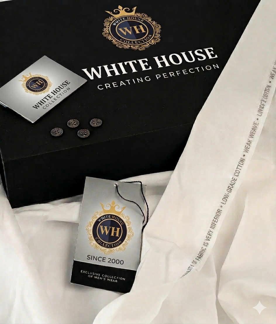 White House Collection – Premium Unstitched Cotton Fabric for Men