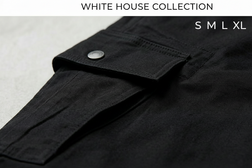 Premium Cotton Utility Cargo Trousers - White House Collection
