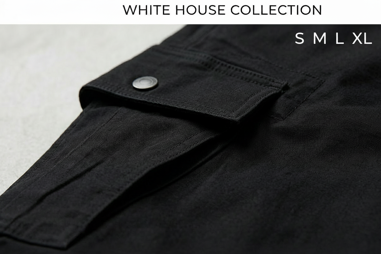 Premium Cotton Utility Cargo Trousers - White House Collection