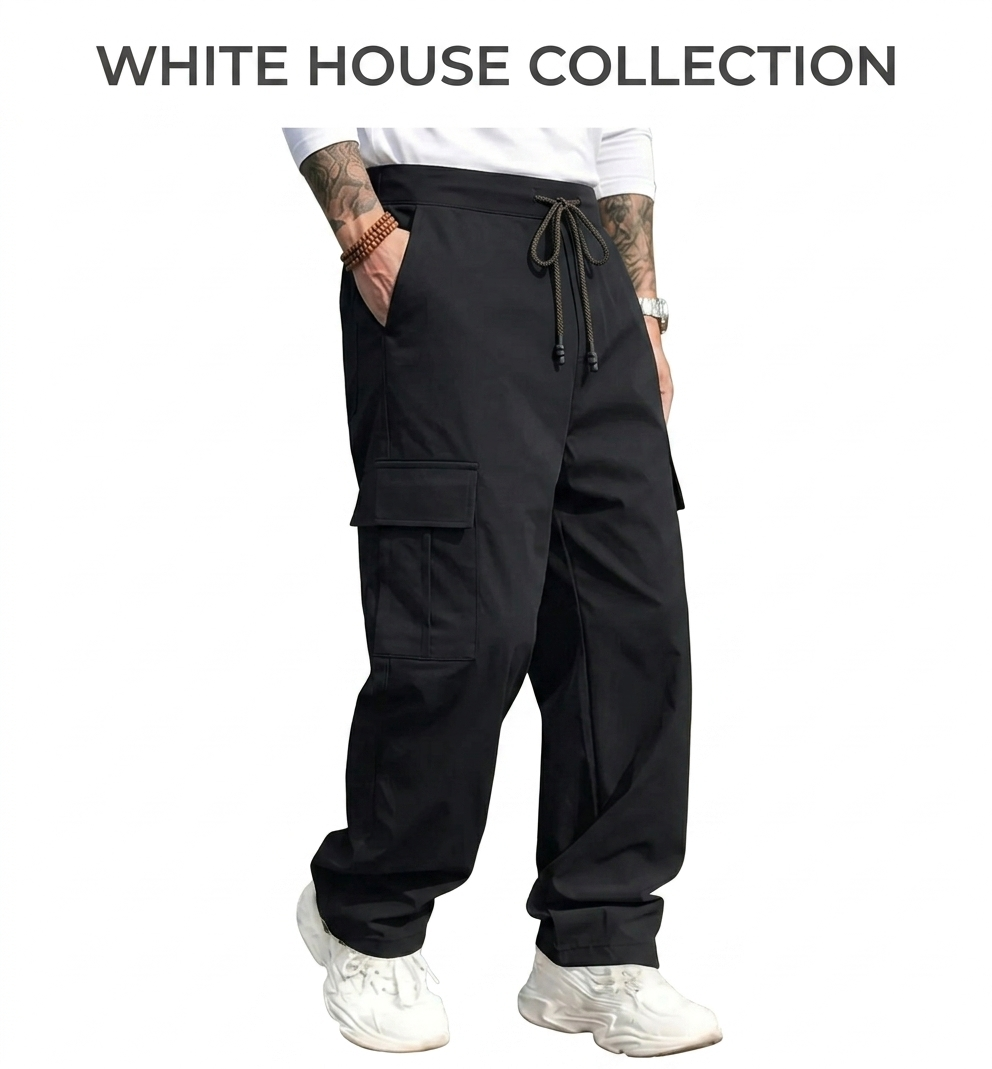 Premium Cotton Utility Cargo Trousers - White House Collection